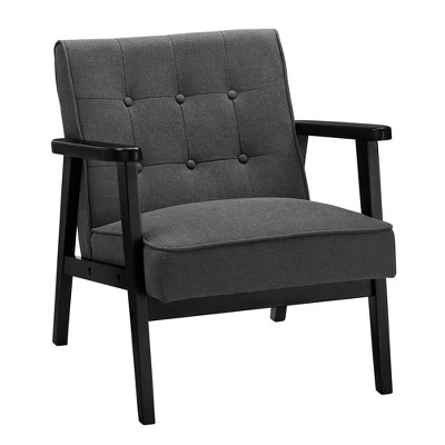 SONGMICS Accent Leisure Chair Mid-Century Modern Arm Chair with Solid Wood Armrests and Legs 1-Seat Cushioned Sofa