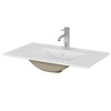 Gulches 32 in 18 Undermount Bathroom Sink in White Ceramic with Pre-Drilled Faucet Hole Modern Minimalist Design - 3 of 4
