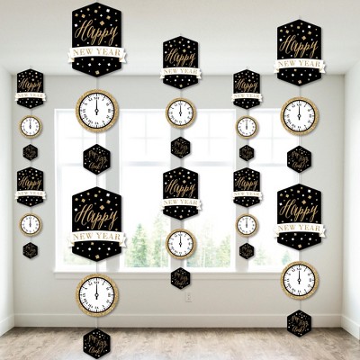 Big Dot of Happiness New Year's Eve - Gold - New Years Eve Party DIY Dangler Backdrop - Hanging Vertical Decorations - 30 Pieces