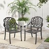 ADILE Cast Aluminum Patio Dining Chairs, Set of 2, Bronze - 2 of 3