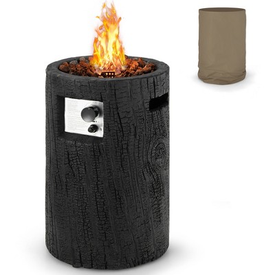 Costway 16'' Round Outdoor Propane Fire Pit w/Lava Rocks Waterproof Cover 30000 BTU