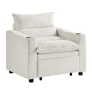 PAGED Modern Velvet Accent Chair, Convertible Sofa Chair 3-in-1, Adjustable Sleeper Chair with Cup Holder for Living Room - 1 of 4