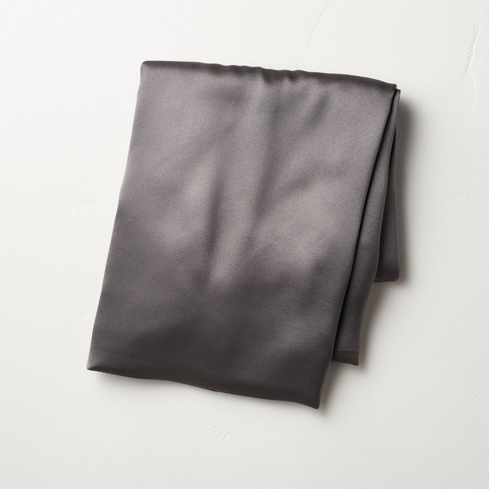 Photos - Pillowcase Standard Solid Silk  Gray - Casaluna™