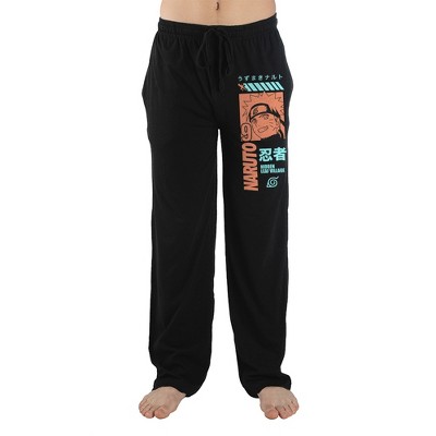 Naruto Anime Cartoon Character Mens Black Sleep Pajama Pants