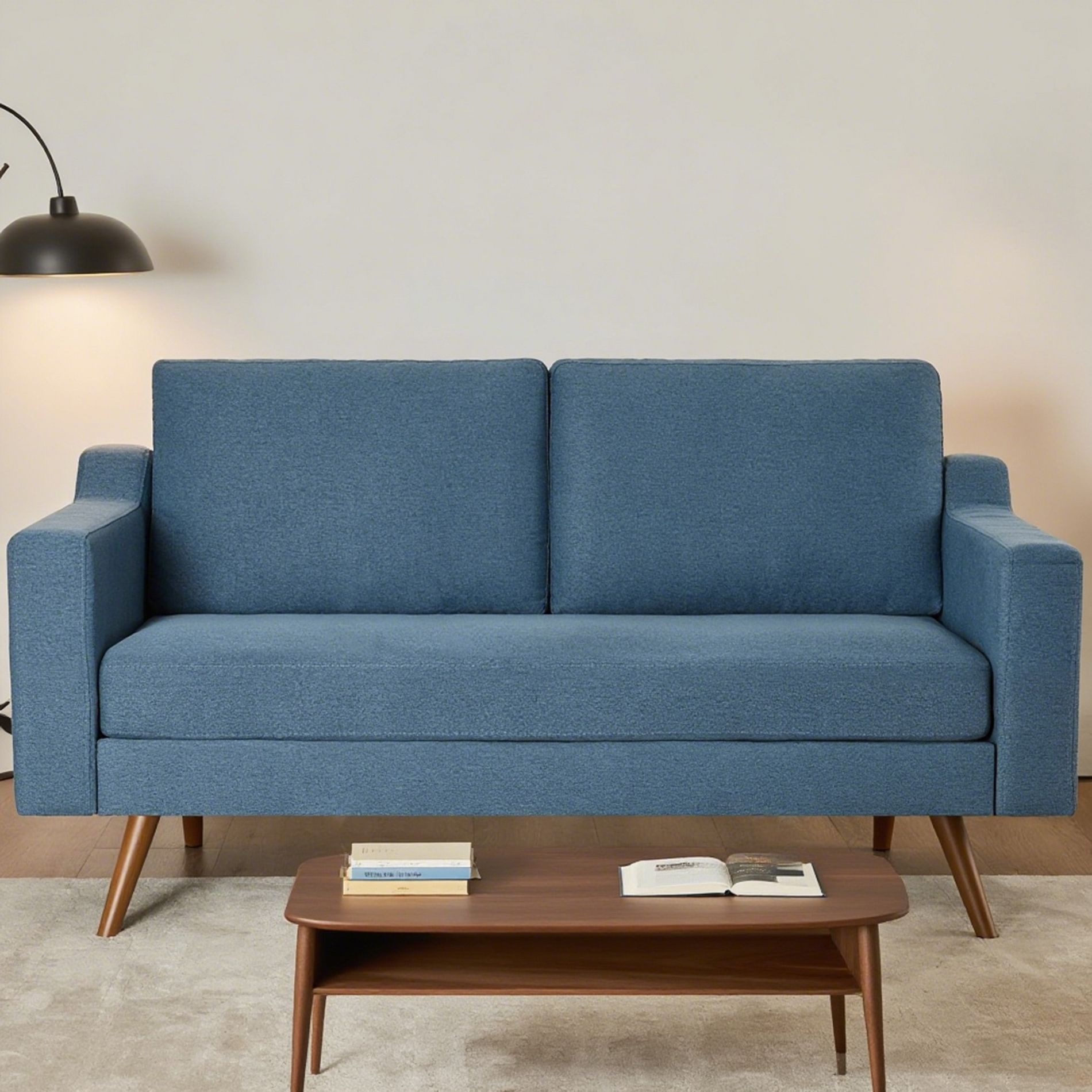 Dyonery 65.4" Comfy Loveseat Couches for Living Room Mid Century Modern Small Couch with Spring Cushion,Solid Wood Frame,Tool-Free Assembly