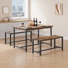 Dining Table Set for 4, Kitchen Table with Benches, Rectangular Dining Room Table Set with 2 Upholstered Benches, 3 Piece Dining Table Set - 3 of 4