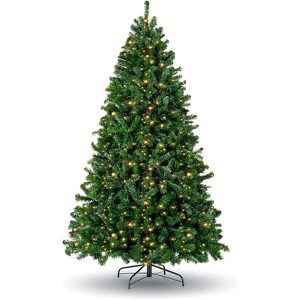 SUGIFT 7.5ft Pre-Lit Christmas Tree Holiday Decor w/1405 Tips and 400 Warm LED Lights - 1 of 4