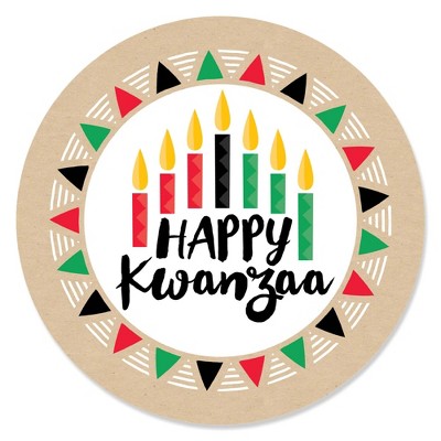 Big Dot of Happiness Happy Kwanzaa - Heritage Holiday Party Circle Sticker Labels - 24 Count