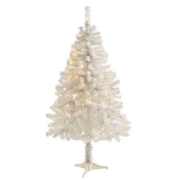 4ft Nearly Natural Pre-Lit LED White Artificial Christmas Tree Clear Lights