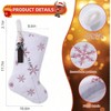4PCS White Plush Stockings 18 Inch Sequin Embroidered Snowflake Fireplace Hanging Family Holiday Xmas Party Decorations Blue - 2 of 4