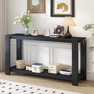 Modern Console Table, 2 Tier Entryway Table With Open Storage Shelf, Narrow Sofa Table, Elegant Long Console Table For Entryway Hallway