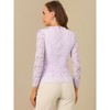 Allegra K Women's Lace Long Sleeve Keyhole Back Ruffle Neck Floral Blouse - 4 of 4