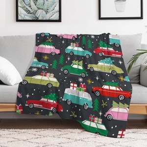 Christmas Cars With Tree Christmas Throw Blanket Soft Fleece Christmas Blanket Cozy Flannel Throw for Couch Bed 60x80 inches - 1 of 1