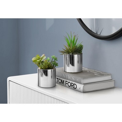 NicBex Artificial Succulent Plant 2PC, 7" H Fake Plants in Pots, Tabletop Faux Plants Indoor for Living Room/Office/Windowsill Decor
