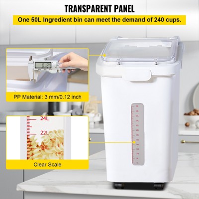 VEVOR Rice Storage Container, 11.4Gallon/50L Capacity Large Dog Food Dispenser Bin, Kitchen Ingredient Grain Cereal Flour Bin, 1 Pack, White — фото 4