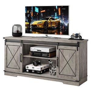 Farmhouse TV Stand 65+ inch, Sliding Barn Doors and Storage Cabinets - 1 of 4
