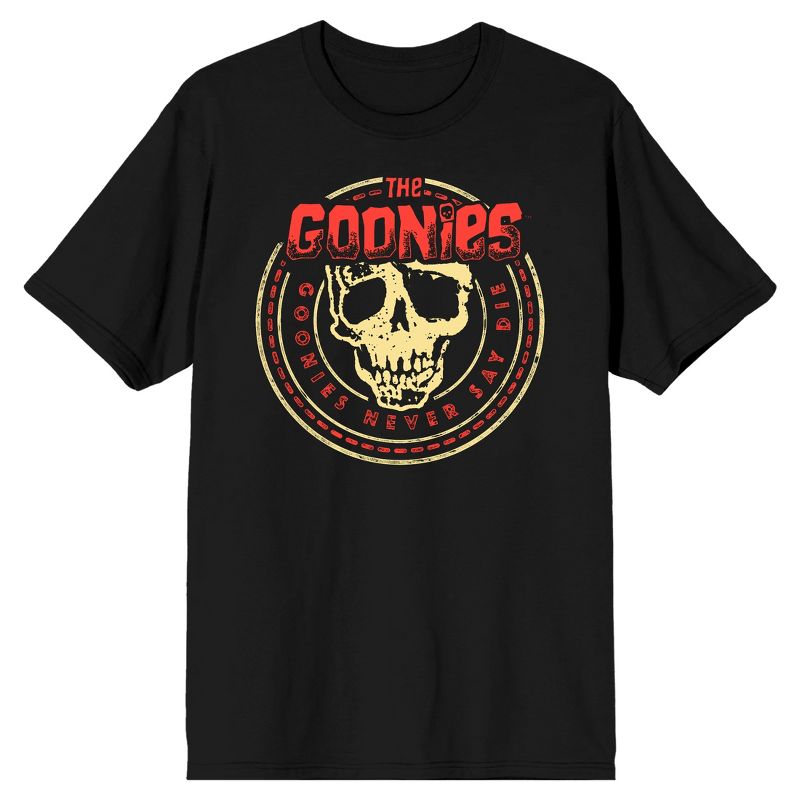 Goonies one Eyed Willy Skull Badge Men's Black T-shirt, 1 of 4