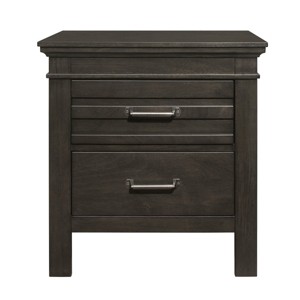 Vynxaria Transitional 2-Drawer Nightstand, Charcoal Gray, Okume Veneer, Antique Nickel Pulls, 24"x16"x25"H, No Assembly - 1 of 4