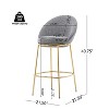Indoor Metal Upholstered Barstool, Gold-Plated Frame and Mixed Gray Upholstery, Set of 2 - 2 of 4