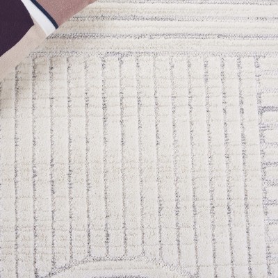 Elmhurst Ivory Geometric Hand-knotted Square Rug
