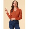 Allegra K Women's Elegant V Neck Work Office Button Up Shirt - 4 of 4