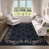 Modern Washable Area Rug for Living Room, Floral Pattern Floor Mat with Non Slip Backing, Low Pile Stain Resistant Lightweight Carpe - 2 of 4