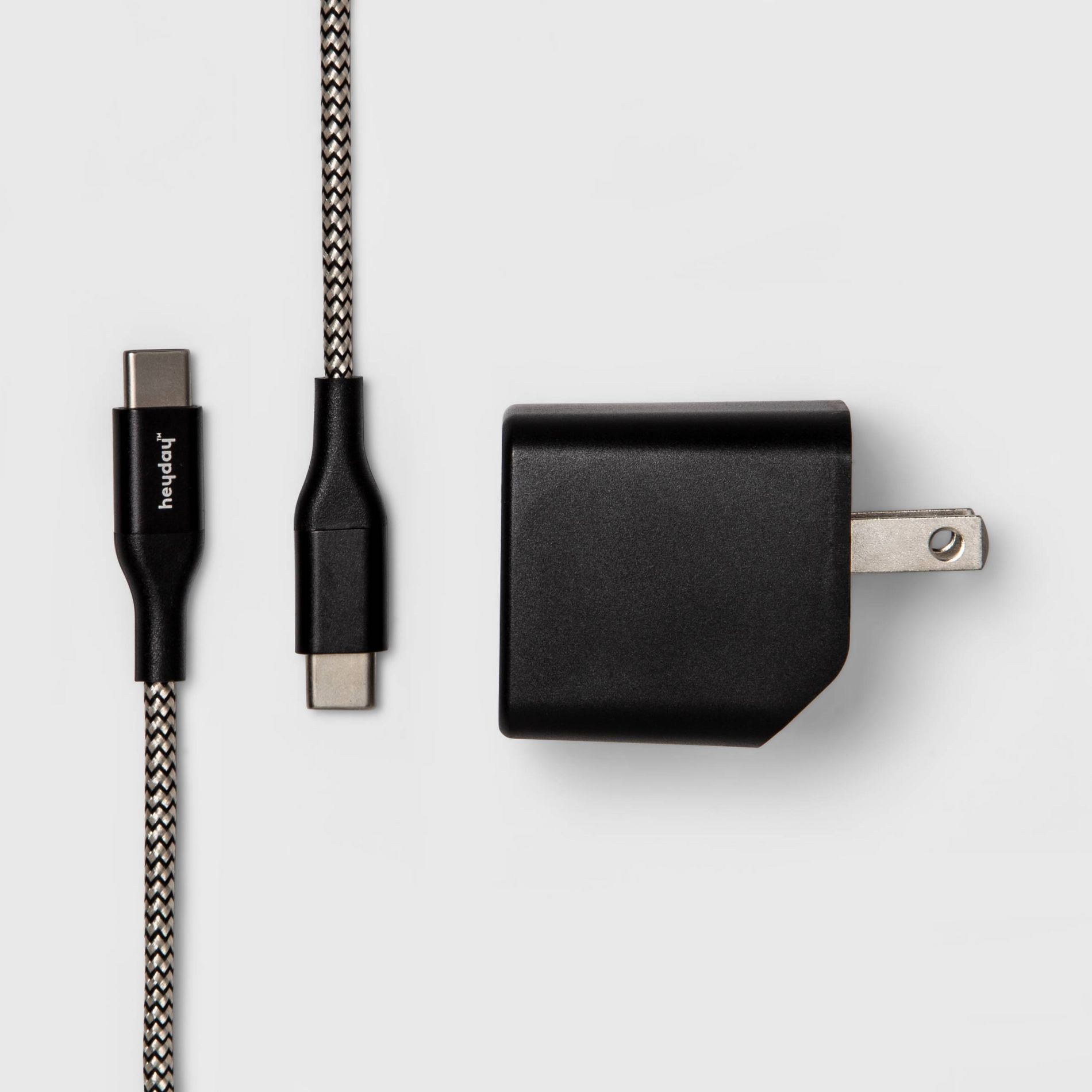 2-Port USB-A  USB-C Wall Charger with 6 USB-C to USB-C Braided Cable - heyday™