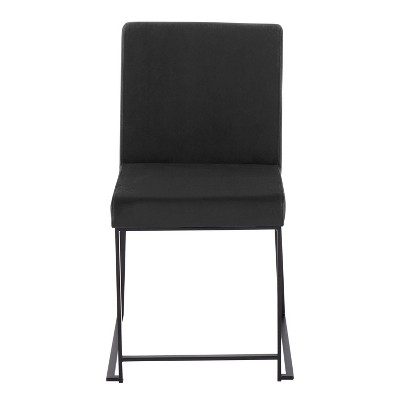 Elegant High Back Fuji Dining Chairs in Black Velvet and Steel
