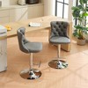Set of 2 Swivel PU Leather Bar Stools, Adjustable Seat Height From 25-33 Inch, Chrome Base Bar Stools with Comfortable Back for Home Kitchen Island - 4 of 4