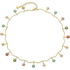 Gold Beaded Choker Necklace 18K Plated Dainty Chain for Women - 1 of 4