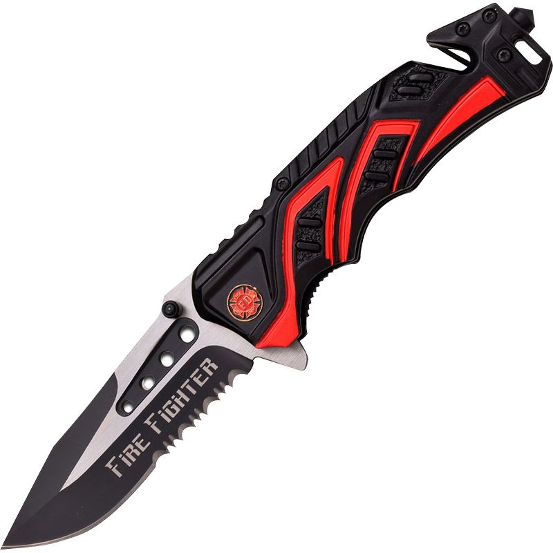 MTech USA Rescue Linerlock Spring Assisted Folding Knife, Fire Fighter MT-A865FD, 1 of 3