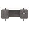 Vynxaria 1pc Contemporary 60-inch 2-drawer Computer Desk White High Gloss Home Office Silver Finish Metal Base Weathered Gray - 3 of 4