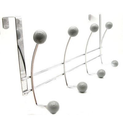Evideco French Home Goods Versatile Over-the-Door Metal Rack with Ceramic Hooks