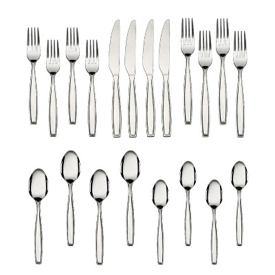 LunaLulinlk Fairport 20 Piece Adult Stainless Steel Flatware Set, Silver
