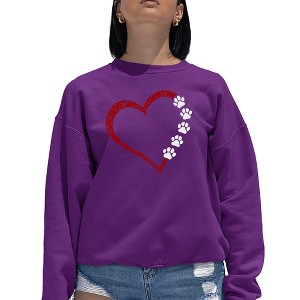 LA Pop Art Meow Heart - Women's Word Art Crewneck Sweatshirt - 1 of 4