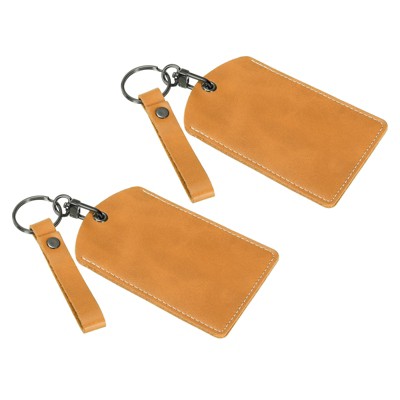 Unique Bargains Leather Keychain Blank with Key Rings for DIY Laser Engraving 2 Pcs