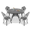 5-Piece Patio Set: Round Table & 4 Chairs - Cast Aluminum, All-Weather/Umbrella Hole & Adjustable Legs for Balcony/Backyard - 3 of 4