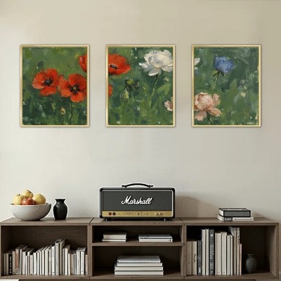 Floral Canvas Wall Art with Strong Artistic and Visual Aesthetics,3 - Pieces