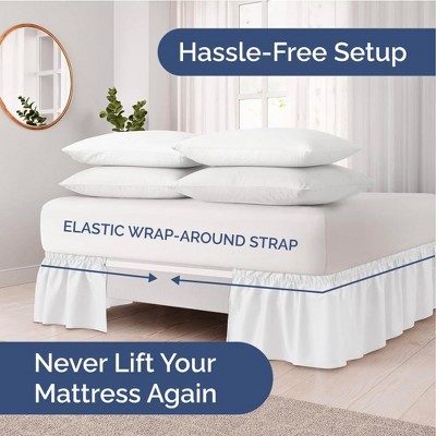 White King Size Polyester Linen Ruffled Bed Skirt