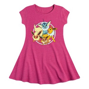 Girls' - Pokémon - Eevee Group Fit & Flair Cap Sleeve Dress - 1 of 3