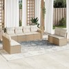 vidaXL 9 Piece Patio Sofa Set with Cushions - Beige and Cream With Table - 2 of 4