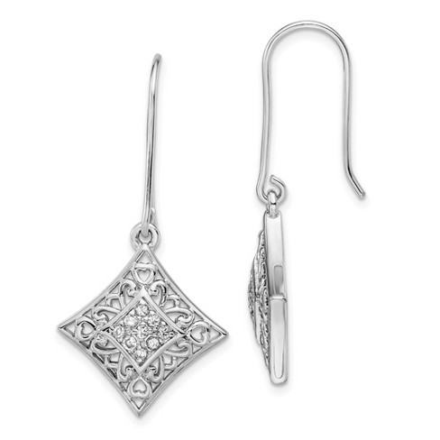 Black Bow Jewelry I Love You All Year Long Sterling with Cubic Zirconia Silver Earrings - image 1 of 4