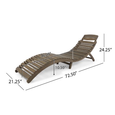 Tycie Foldable Gray Acacia Wood Outdoor Chaise Lounge