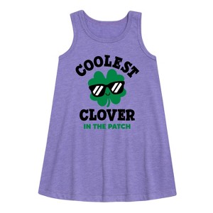 Girls' - Instant Message - St. Patrick's Day Coolest Clover in the Patch Graphic Sleeveless Aline Dress - 1 of 3