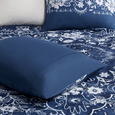 Navy Microfiber Celestial Full Bedspread Set