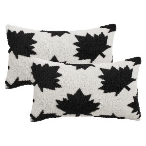 REGALWOVEN Pack of 2 Maple Leaf Jacquard Decorative Throw Pillow Covers Soft Cushion Cases for Couch Sofa Living Room - 1 of 4
