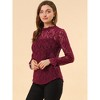 INSPIRE CHIC Women's Crochet Lace See-Through Ruffle Frill Neck Floral Elegant Blouse - 2 of 4