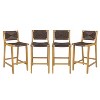 Christopher Knight Home Karolyn Outdoor Rustic Acacia Wood and Rattan Armless Bar Stools (Set of 4) - 2 of 4
