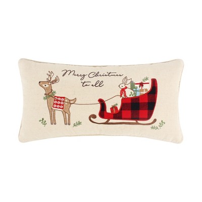 Home for Christmas Bunny Christmas Pillow 12x24 - Levtex Home