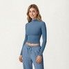 Anna-Kaci Active Women's High-Neck Cropped Long-Sleeve Top with Soft Textured Fabric - 2 of 4